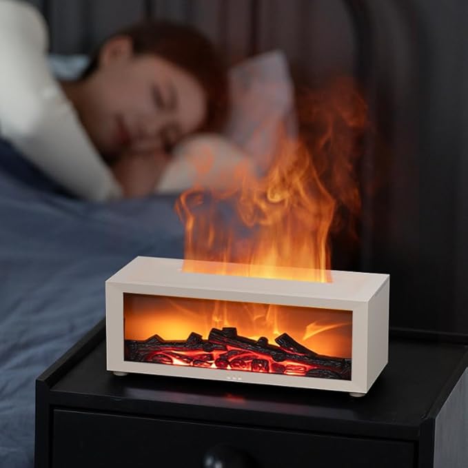 Essential Oil Diffuser, Fireplace Flame Oil Diffuser - Aromatherapy Aroma Humidifier, Upgrade 7 Flame Colors Noiseless 150ml Remote Control - Perfect for Bedroom Home Office (Fireplace Black) - Image 6
