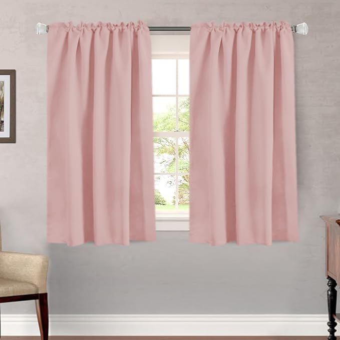 H.VERSAILTEX Blackout Curtains Thermal Insulated Window Treatment Panels Room Darkening Blackout Drapes for Living Room Back Tab/Rod Pocket Bedroom Draperies (2 Panels, Baby Pink, 52 x 54 Inch) - Image 3