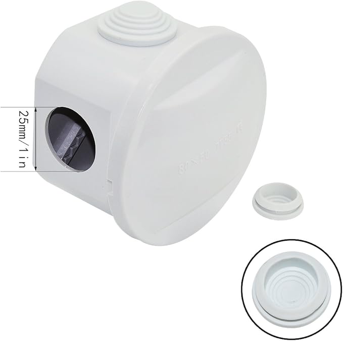 LeMotech Junction Box, ABS Plastic IP55 Water Resistant and Dustproof, Universal Electrical Enclosure, Outdoor and Indoor Project Box D3.1 x H2.4 inch (D80 x H60 mm) - Image 4