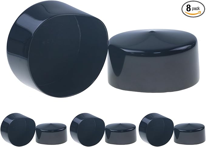 Acocony 3 Inch Rubber Cap Round Rubber End Caps PVC Flexible Protector Plastic Plugs for Round Holes Black Pack of 8 by Acocony