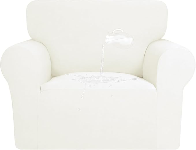 PureFit 100% Dual Waterproof Couch Cover Slipcovers for Couches and Sofas - Stretch Non Slip Fleece Sofa Covers Washable, Leakproof Furniture Protector for Kids, Pets, Dog (Chair, Beige) by PureFit