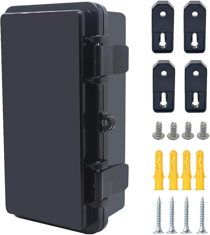 Junction Box, Hinged Black Cover IP67 Waterproof ABS Project Box with Mounting Plate Electrical Box Enclosure with Wall Bracket 7.9 x 3.9 x 2.8inch(200x100x70mm) by Otdorpatio
