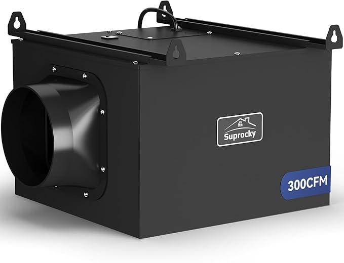 300CFM Ultra Quiet Bathroom Exhaust Fan, Remote Mount In Line Fan VF240, Exhaust Ventilation Fan for Bathroom, Kitchen, Garage and ResidentialVentilation Applications, Black by Suprocky