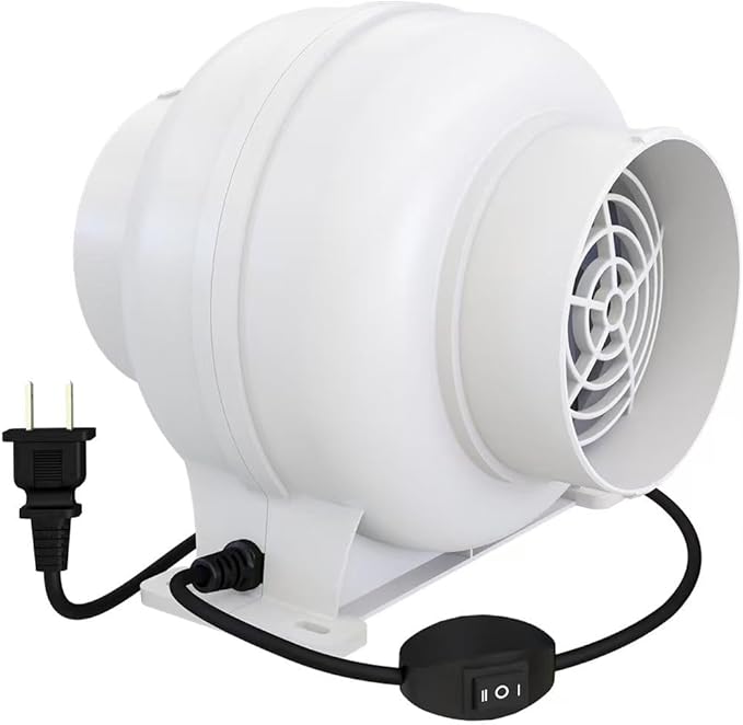 Artibear 3.5 Inch 168 CFM Inline Duct Ventilation Fan with 2 Speed Controller, Air Vent Blower for Hydroponic Grow Tent, Greenhouse, Workshop, Attics, Basement, Kitchens, White by Artibear