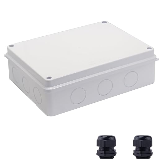 Junction Box Dustproof Waterproof IP65 ABS Plastic Electrical Boxes, Indoor & Outdoor Electrical Power Cord Enclosure Universal Project Box DIY Case White 10 x 7.9 x 3.1 inch (255x200x80mm) by LuSumtly