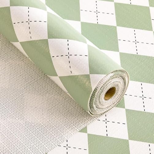 Coavas Extra Grip Thickened Shelf and Drawer Liner - Non-Adhesive Non-Slip Waterproof Mats for Kitchen Cabinets, Drawers, Shelves, Dresser & Cupboard, Easy Cut DIY (Green Rhombic, 12IN x 10FT) by Coavas