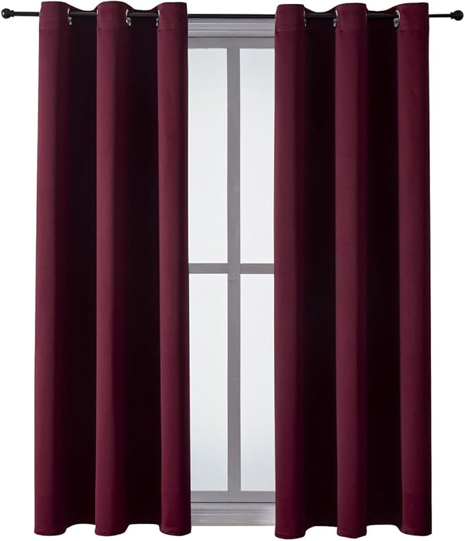 ChrisDowa Grommet Blackout Curtains for Bedroom and Living Room - 2 Panels Set Thermal Insulated Room Darkening Curtains (Burgundy Red, 38W x 54L) - Image 7