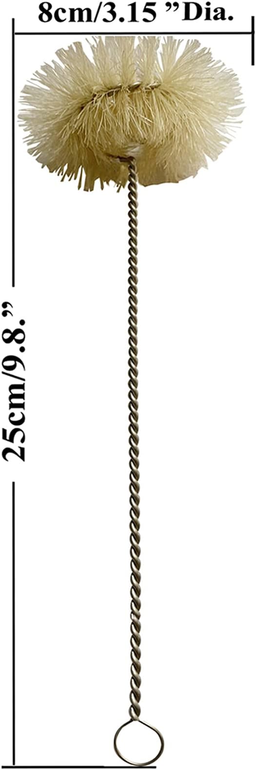 NewFerU Stainless Steel Soda Bottle Cleaning Brush in Natural Boar Bristle Wool Tip, Long Handle, Flexible Bendable Thick Wire Cleaner for Narrow Neck Water Baby Bottles Straw Pipe Tube Flask (Round) - Image 2