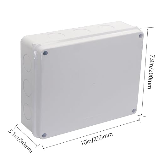 Junction Box Dustproof Waterproof IP65 ABS Plastic Electrical Boxes, Indoor & Outdoor Electrical Power Cord Enclosure Universal Project Box DIY Case White 10 x 7.9 x 3.1 inch (255x200x80mm) - Image 2