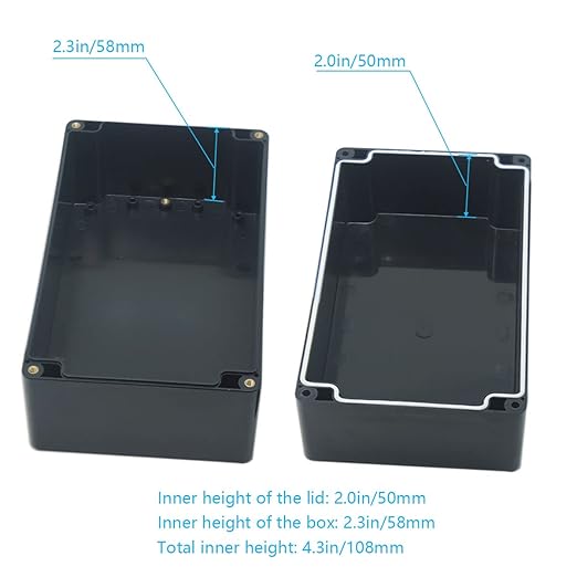 Junction Box, Zulkit Project Box IP65 Waterproof Outdoor Box ABS Plastic Electrical Boxes Electronic Enclosure Black 7.9 x 4.7 x 4.4 inch(200 x 120 x 113 mm)(Pack of 1) - Image 6