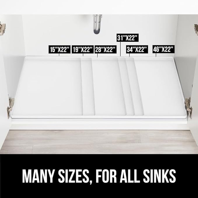 GORILLA GRIP Waterproof Silicone Under Sink Mat with Raised Lip for Kitchen and Bathroom, 46 x 22 in, Cabinet Shelf Liner Stay in Place Mats Dishwasher Safe Drawer Liner, Organizer Tray, White - Image 8