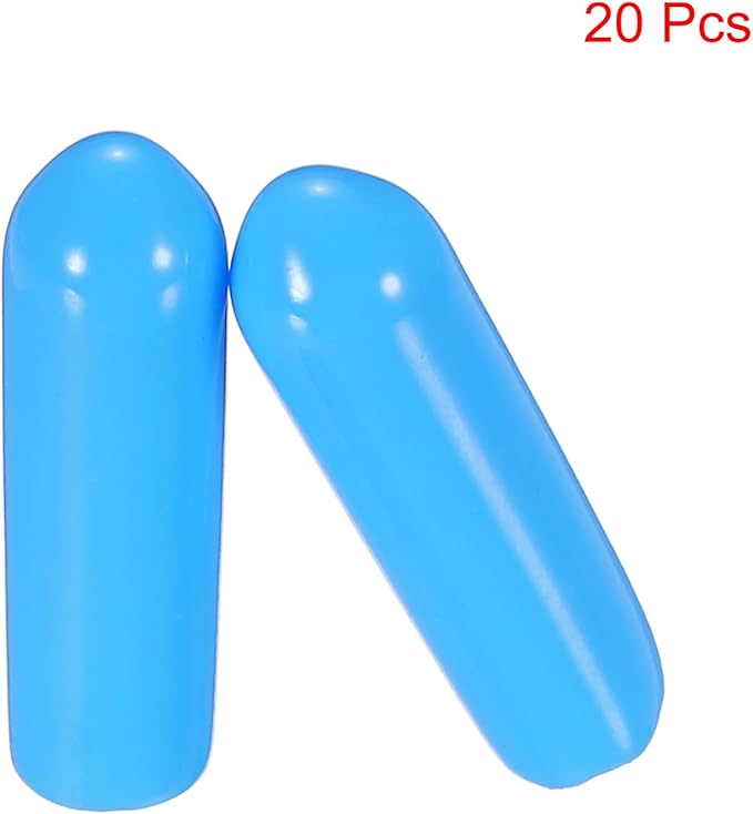 uxcell 20pcs Rubber End Caps 4mm(0.2") ID Vinyl PVC Round Tube Bolt Cap Cover Screw Thread Protectors,Light Blue - Image 2