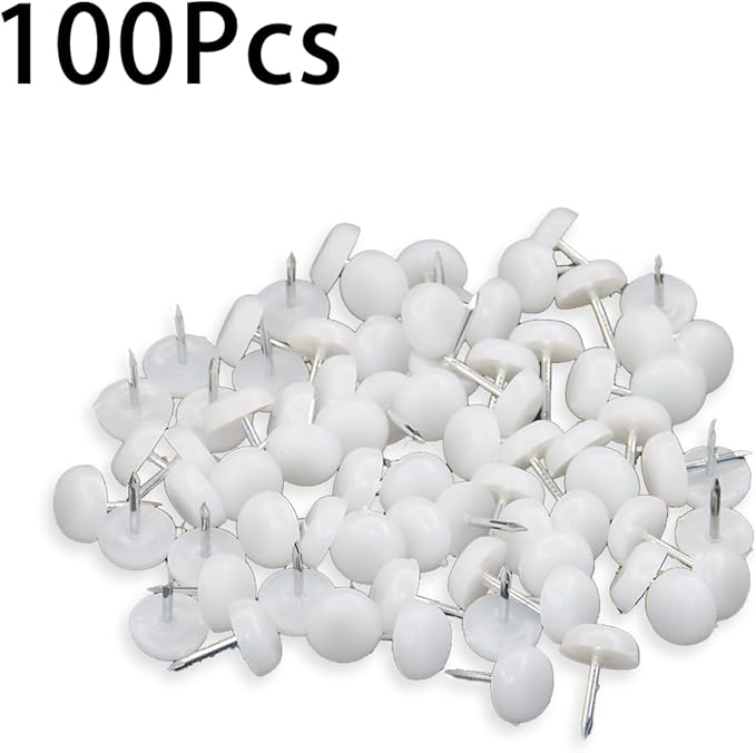 100 Pcs Furniture Feet Nail Plastic Glide Nails Round Chair Table Leg Protector Pads 0.47×0.47inch White - Image 3