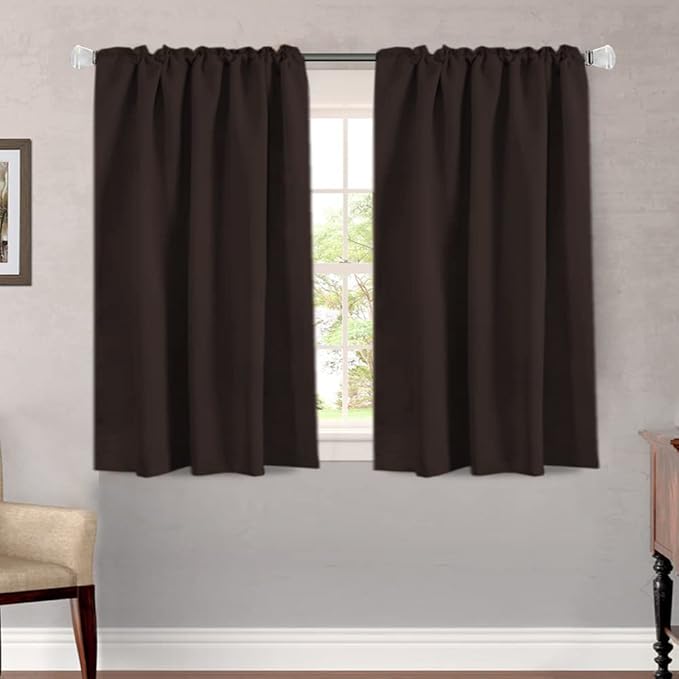 H.VERSAILTEX Blackout Curtains Thermal Insulated Window Treatment Panels Room Darkening Blackout Drapes for Living Room Back Tab/Rod Pocket Bedroom Draperies, 52 x 45 Inch, Chocolate Brown, 2 Panels - Image 2