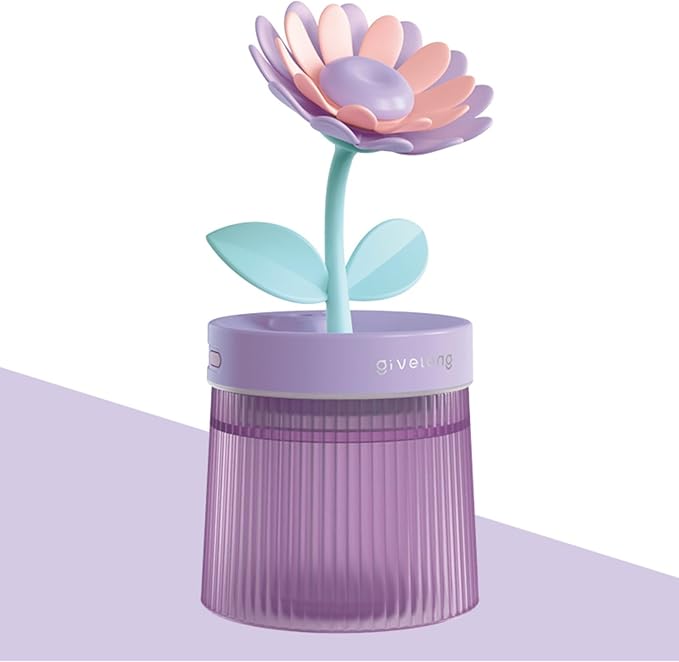 Cute Mini Humidifier 320mL Cool Mist Humidifie mute with 2 Mist Modes,for Home/Nursery/Office,Portable Mini Air Moisturizer,rechargeable mini humidifier(Sunflower Purple) by Unknown