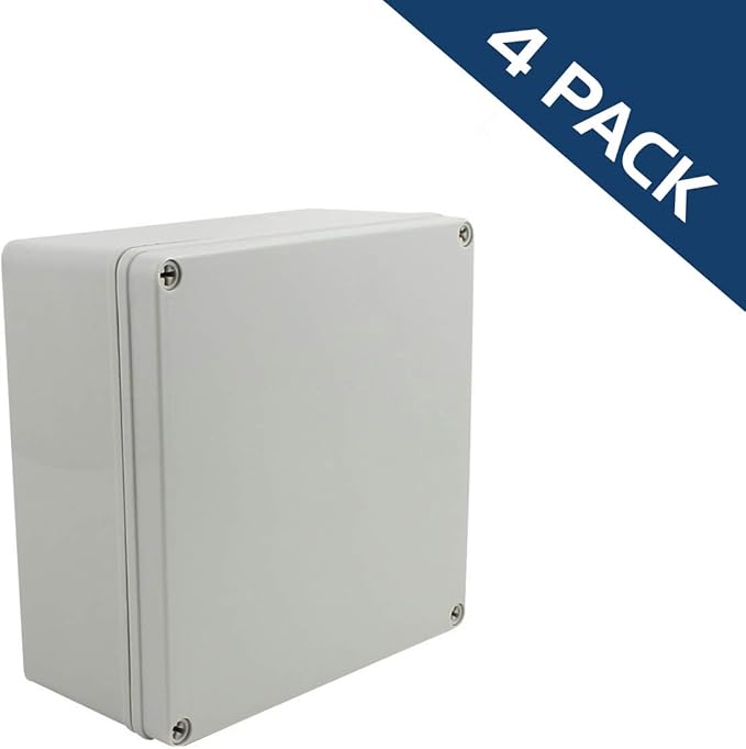 Co. 8" x 8" x 4" Weather & Dust Proof PS Plastic Junction Conduit Box, Electronics enclosure 4 PACK - Image 6