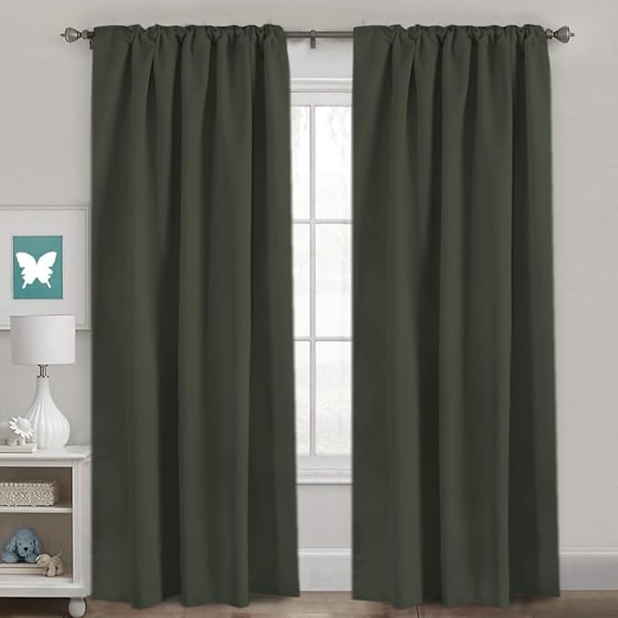 H.VERSAILTEX Blackout Curtains Thermal Insulated Window Treatment Panels Room Darkening Blackout Drapes for Living Room Back Tab/Rod Pocket Bedroom Draperies (2 Panels, Olive, 52 x 84 Inch) - Image 2