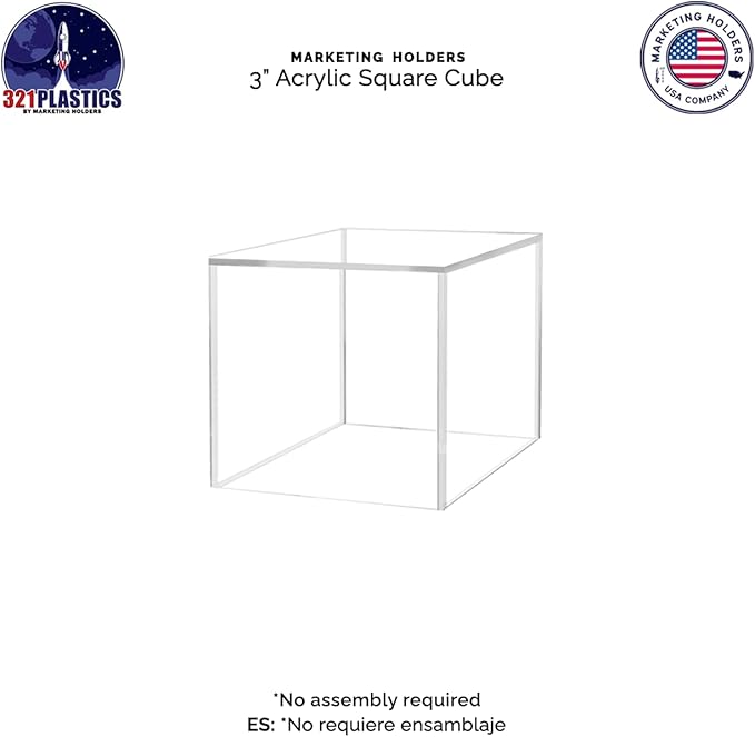 4 Pack Acrylic Cube Display Box Clear 3" Square Food Buffet Riser to Showcase Cakes Collectibles Toys Jewelry Cosmetics No Assembly by Marketing Holders - Image 7