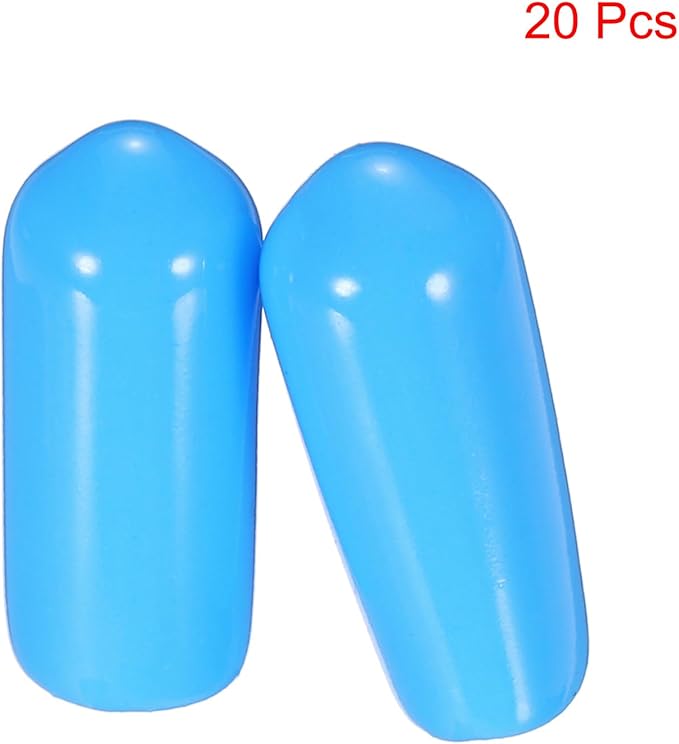 uxcell 20pcs Rubber End Caps 6mm(1/4") ID Vinyl PVC Round Tube Bolt Cap Cover Screw Thread Protectors,Light Blue - Image 2