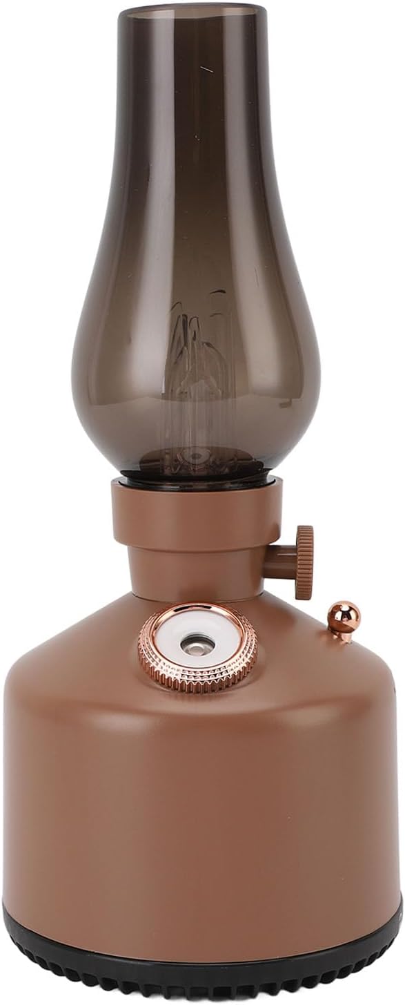 Humidifier Vintage Lantern with Lamp, Kerosene Lamp Shaped Quiet Home Humidifier, Aromatherapy Diffuser, 2 Mist Settings, Stepless Dimming, 260ML (Brown) by Wisoqu