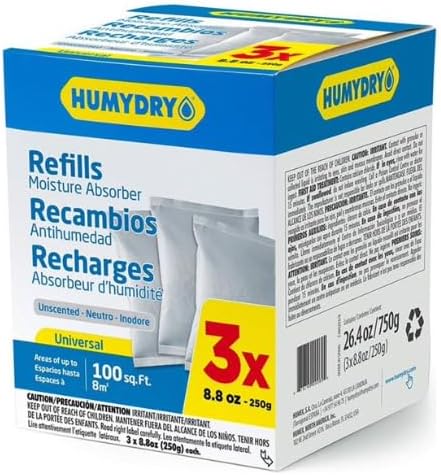 HUMYDRY Moisture Absorbers Refills for 8.8 Oz Dehumidifier, 18 Count, 6 Packs of 3 Humidity Absorber Bags, Pre Measured Non Electric Refill Bags for Closets Bathroom and Small Enclosed Spaces - Image 2