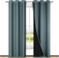 NICETOWN Greyish Blue Blackout Curtains 80 inches Long, Full Light Blocking Drapes with Black Liner for Nursery, Thermal Insulated Draperies for Hall, Villa (2 Pieces, 42" Wide Each Panel) by NICETOWN