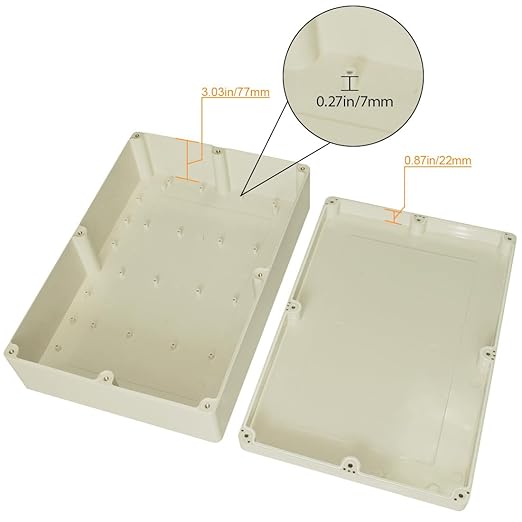 LeMotech Waterproof Dustproof IP65 ABS Plastic Junction Box Universal Electric Project Enclosure Pale Gray 15 x 10.2 x 4.13 inch (380 x 260 x 105 mm) - Image 4