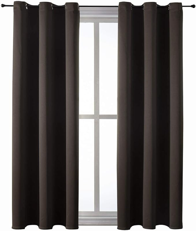 ChrisDowa Grommet Blackout Curtains for Bedroom and Living Room - 2 Panels Set Thermal Insulated Room Darkening Curtains (Brown, 42W x 63L) - Image 7