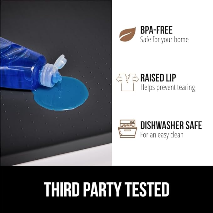GORILLA GRIP Waterproof Silicone Under Sink Mat with Raised Lip for Kitchen and Bathroom, 34 x 22 in, Cabinet Shelf Liner Stay in Place Mats Dishwasher Safe Drawer Liner, Organizer Tray, Black - Image 4