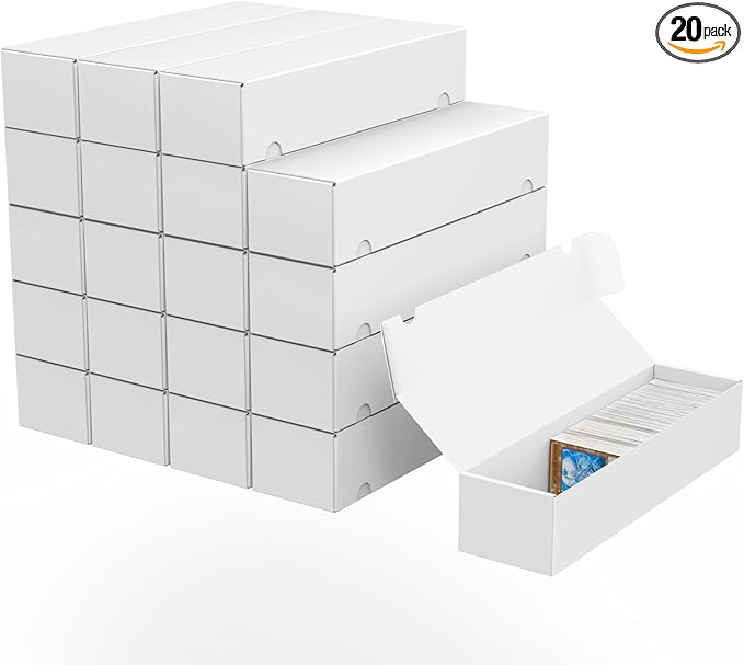 Trading Card Storage Box, 20-Pack 1100 Count White Corrugated Cardboard Bulk Sports Storage Box for TCG/Magic/Mtg Basketball Cards, Collectible Trading Cards by XRACV