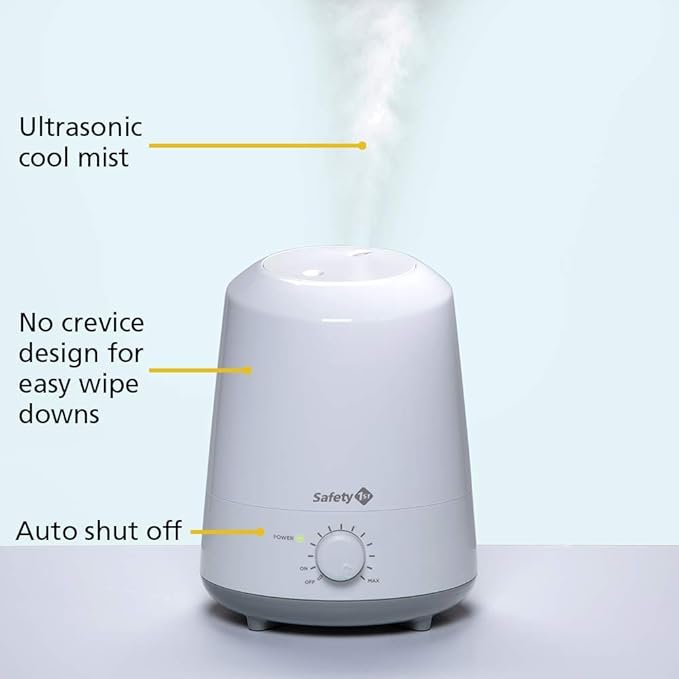 Safety 1st Stay Clean Humidifier, Ultrasonic Mist, One Gallon Easy to Fill Tank, LED Light, and Filter Free - Image 2