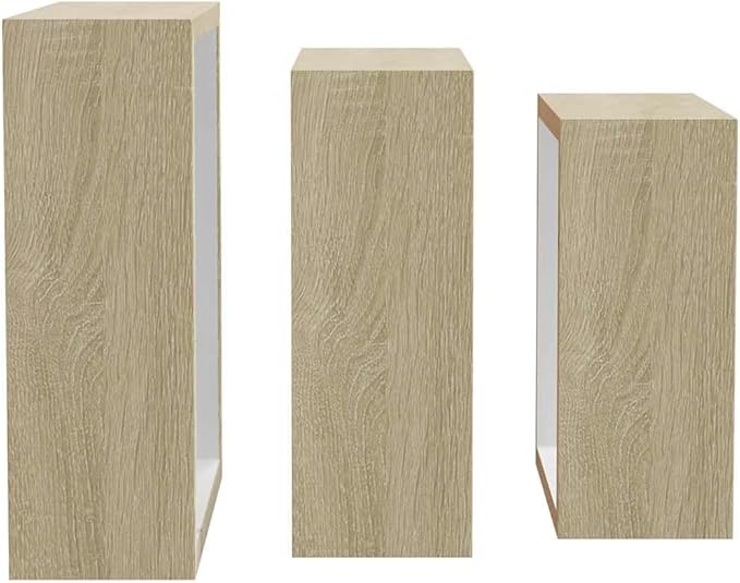 vidaXL 3 pcs Wall Cube Shelves in White and Sonoma Oak - Stylish Floating Shelves with Invisible Mounting, MDF Construction for Sturdy, Decorative Display - Image 8