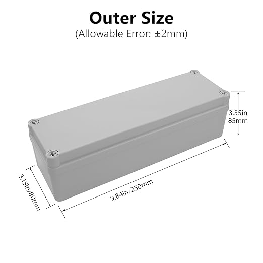 LeMotech IP67 Waterproof Junction Box ABS Plastic Project Box Dustproof Electrical Box Outdoor Enclosure for Electronics DIY Case Gray 9.8X 3.1x 3.3 inch (250x 80x 85 mm) - Image 2
