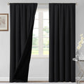 H.VERSAILTEX 100% Blackout Curtains for Bedroom Thermal Insulated Blackout Curtains 84 Inches Long Rod Pocket Window Drapes for Living Room with Black Liner 2 Panels Set, Jet Black by HVERSAILTEX