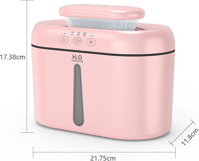 SZO Humidifiers for Bedroom, 2.5L Capacity, Auto Shut-Off, Easy to Fill & Clean, 16 dB Quiet Ultrasonic Humidifier for Large Room, Plants, Baby Nursery, Indoor, Night Light(soft pink) - Image 9