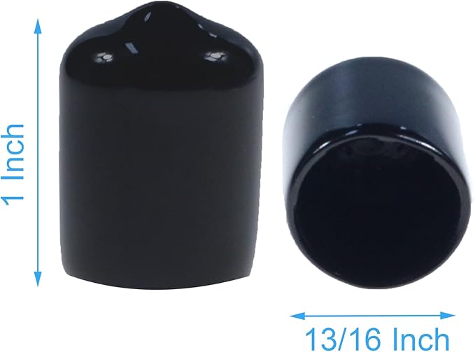 Acocony 13/16 Inch Rubber Cap Round Rubber End Caps PVC Flexible Protector Plastic Plugs for Round Holes Black Pack of 12 - Image 2