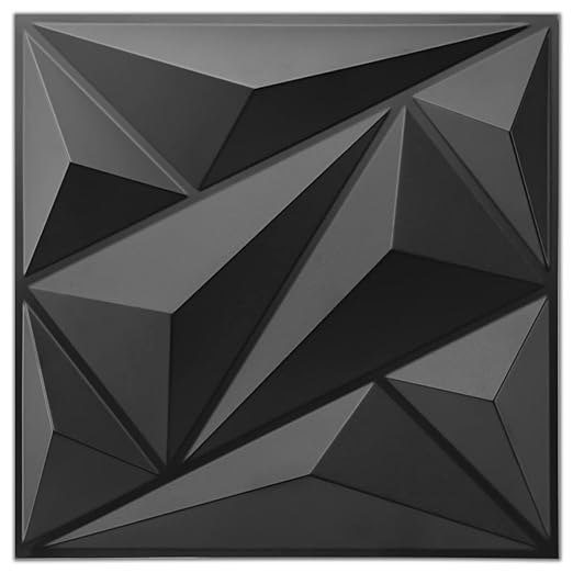 Art3dwallpanels 33 Pack 3D Wall Panel Diamond for Interior Wall Décor, PVC Flower Textured Wall Panels for Living Room Lobby Bedroom Hotel Office, Black, 12''x12'' Cover 32.Sq.Ft. by Art3dwallpanels