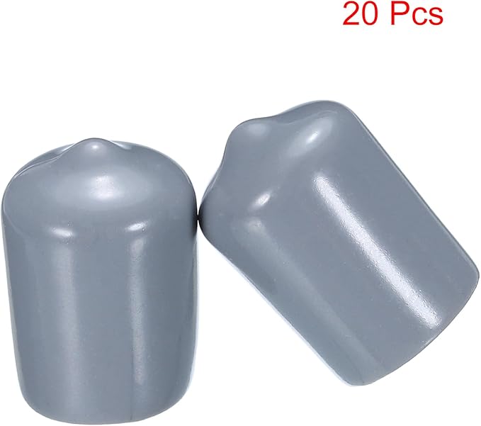 uxcell 20pcs Rubber End Caps 16mm(5/8") ID Vinyl PVC Round Tube Bolt Cap Cover Screw Thread Protectors Grey - Image 2