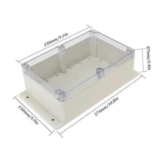 ABS Plastic Junction Box, Dustproof Weatherproof IP65 Electrical Box - Universal Project Enclosure Pale Pale Grey, with PC Transparent/Clear Cover and Fixed Ear 9.1"x5.9"x3.4"(230x150x87mm) - Image 2