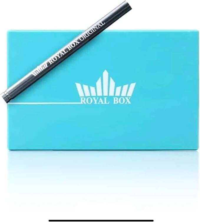 Generic Original Royal Box Turquoise Blue 8 Compartment Snuff Storage Box with Built in 3"" Metal Alloy Straw, Black by Unknown