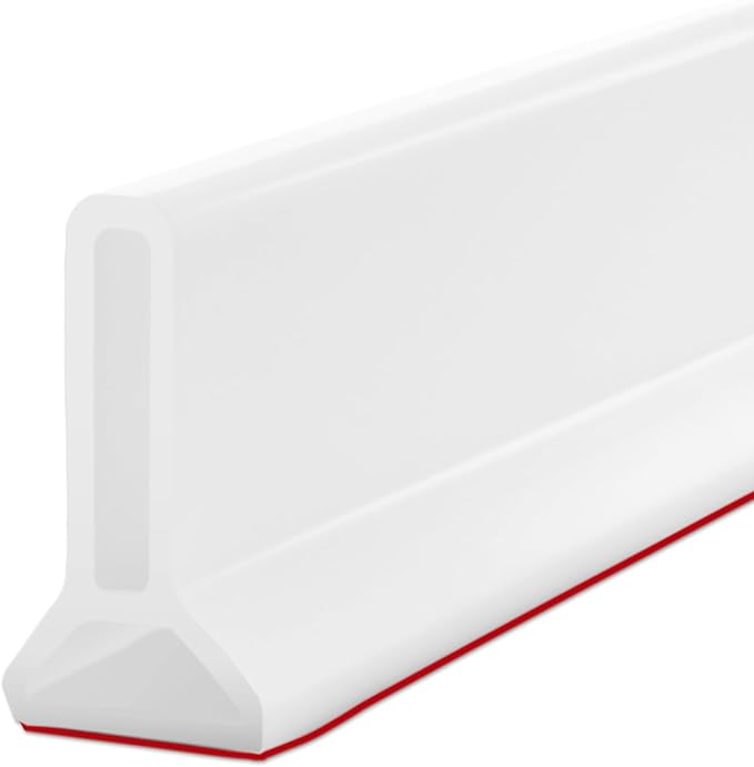 Bathtub Splash Guard, 79 Inch Soft Silicone Collapsible Shower Water Guard, Double-Sided Tape for Dry and Wet Separation, 360° Twist Recovery Shower Splash Guard for Toilet, Washing Machine, Sink by DF+DUALFERV