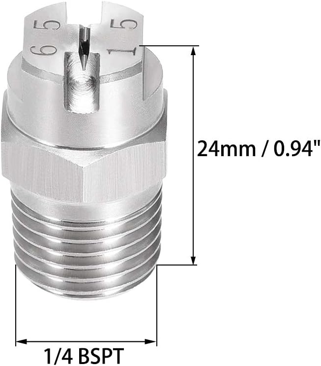 uxcell Flat Fan Spray Tip - 1/4BSPT Male Thread 304 Stainless Steel Nozzle - 65 Degree 2.4mm Orifice Diameter - 2 Pcs - Image 2