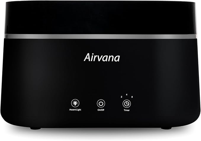 AquaFlame Ultrasonic Humidifier (.75L / .20 Gal) - Vibration Technology Humidifier with Essential Oil Diffuser – Tabletop Design for Personal Use, Dorm Rooms, & Desks - Black by Airvana