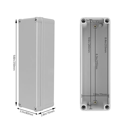 Junction Box，9.8"x 3.1"x 2.8" Outdoor Electrical Box with Mounting Plate, IP67 Dustproof Waterproof ABS Plastic Project Box, DIY Electrical Enclosure Gray (250x 80x 70 mm) - Image 2