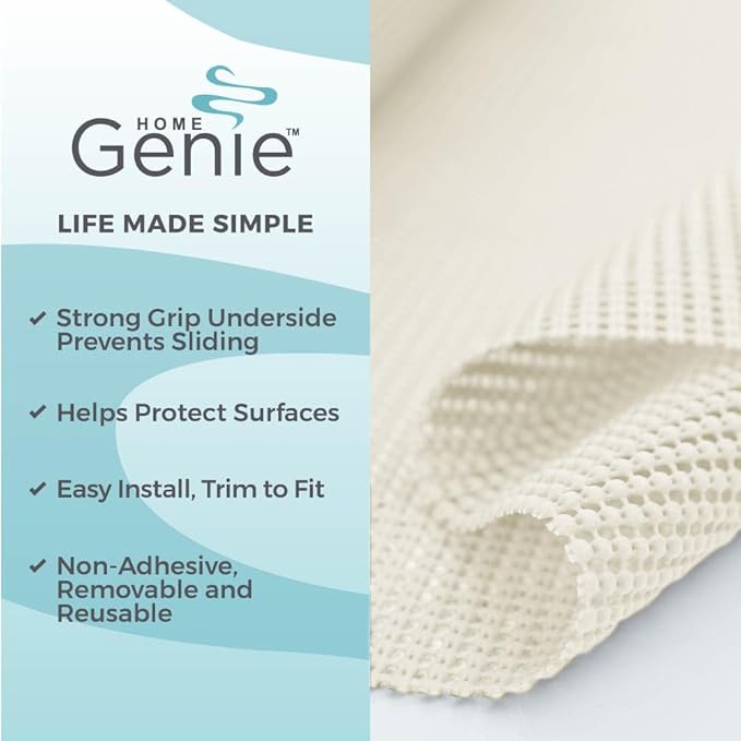 HOME GENIE Shelf Drawer and Cabinet Liner, Durable with Strong Grip, 12 in x 20 FT, Non Adhesive Liners Protect Kitchen Cabinets and Cupboard, Pantry, Bathroom Drawers and Shelves, Desks, White - Image 2