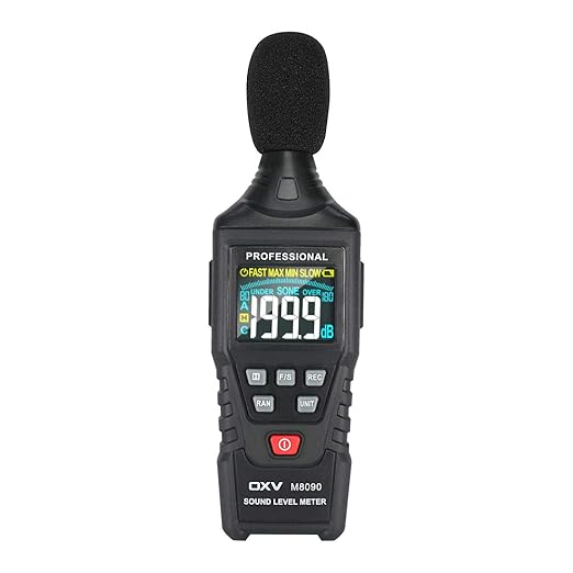 OXV Decibel Meter/Sound Pressure Level SPL Reader, Handheld Digital Measure Gauge, Measurement Range 30-130 dB(A Weighted), Accuracy 1.5dB, MAX/MIN and Data Hold Function by OXV