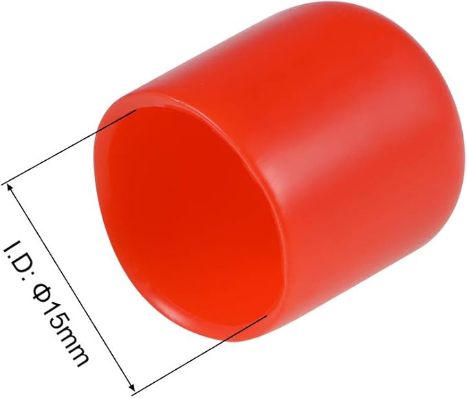 uxcell 20pcs Rubber End Caps 15mm ID Vinyl Round Tube Bolt Cap Cover Thread Protectors Red - Image 3
