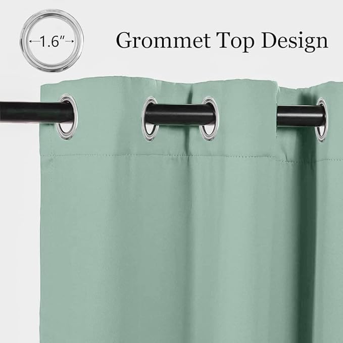 MYSKY HOME Aqua Blackout Curtains for Living Room, 63 Inch Long Grommet Room Darkening Curtain for Bedroom, Amazing Triple Weave Thermal Insulated Curtain, 1 Curtain Panel, 42 x 63 Inch, Aqua - Image 2