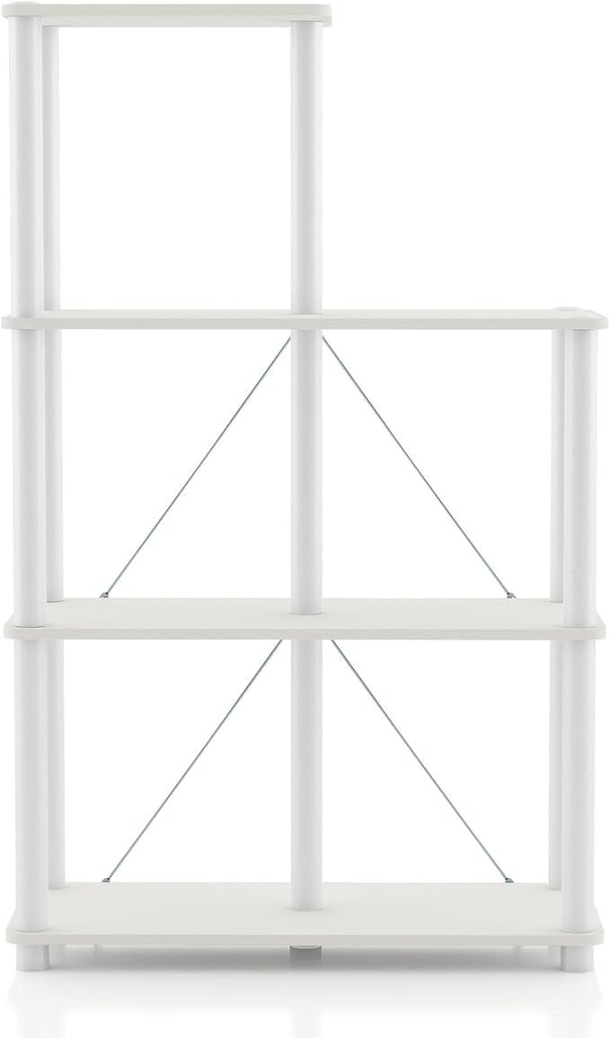 Homes: Inside + Out Apexa Modern 5-Cube Ladder Shelving Units, Collectibles Display Shelves, Easy Assembly Standing Shelf, Home Storage Organizer for Living Room, Bedroom, Office, White - Image 11