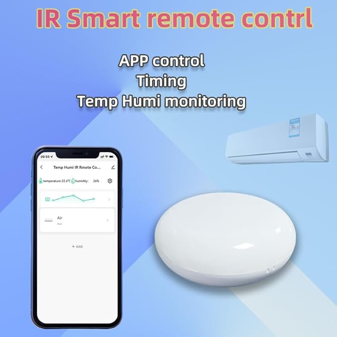 WiFi Temperature Humidity Monitor and Smart IR Remote Control Home House Greenhouse Home Pet Garage, Compatible with Alexa - Image 6